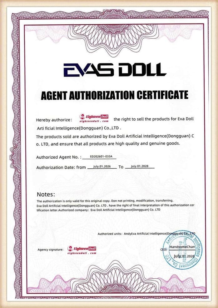 Certificat d’autorisation d’EvasDoll pour EighteenDoll