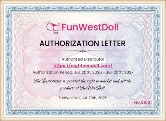 FunWestDoll authorization certificate for EighteenDoll