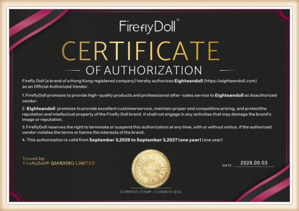 FireflyDoll authorization certificate for EighteenDoll