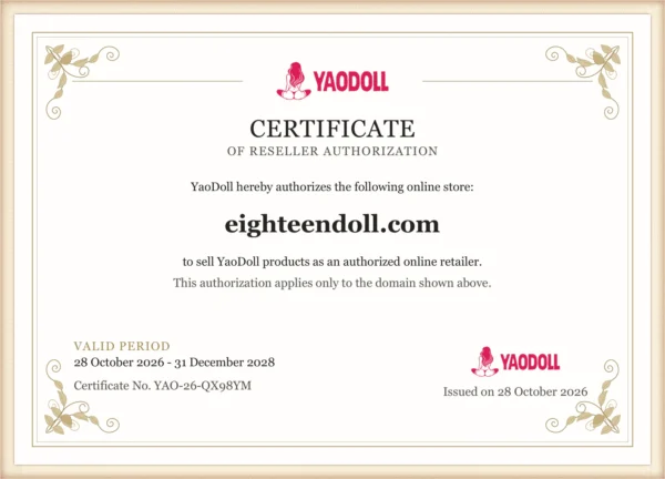YaoDoll authorization certificate for eighteendoll.com; valid 2026-10-28 to 2028-12-31