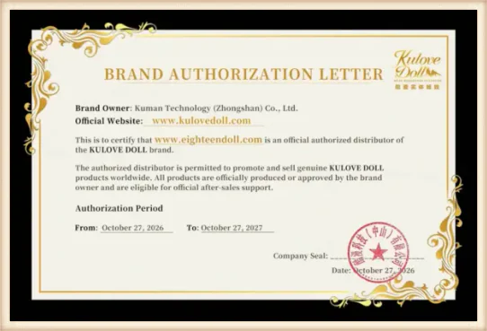 Kulove Doll EighteenDoll authorization certificate
