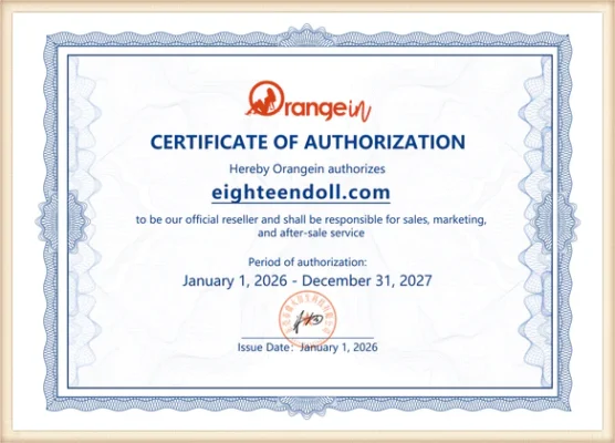 Orangein authorization certificate for eighteendoll.com, valid 2026-01-01 to 2027-12-31
